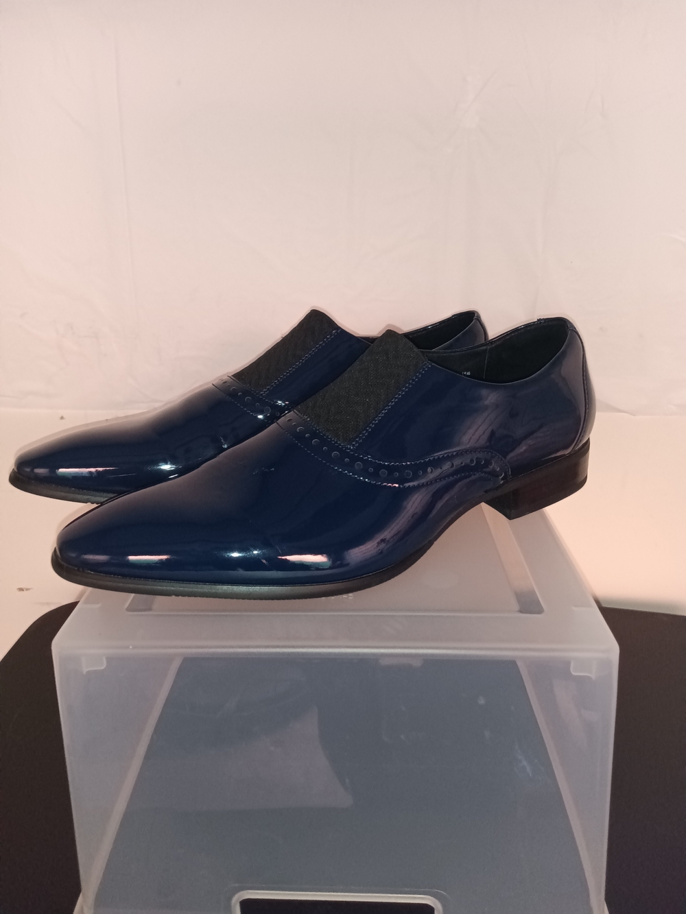 Men's Navy Patent Slip-On Dress Shoes